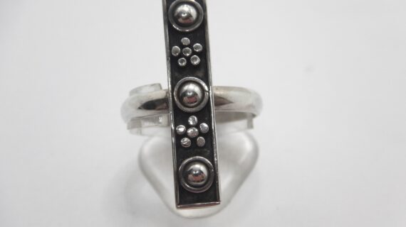 925 hand made sterling silver ring with black oxydisation 30.5 X 6MM
