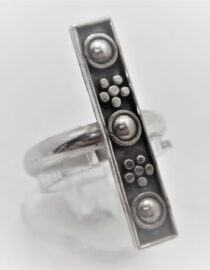 925 hand made sterling silver ring with black oxydisation 30.5 X 6MM