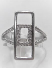 Rhodium plated 925 sterling silver ring set with CZ  20.5 X 8.8