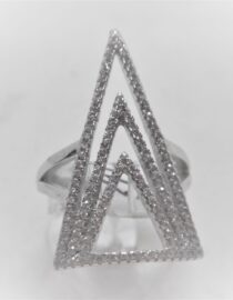 Rhodium plated 925 sterling silver ring set with CZ 17.0 X 28.15
