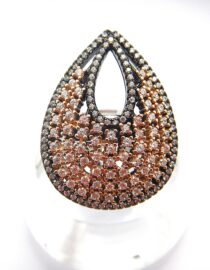 Rhodium plated 925 sterling silver ring with black rhodium & set with crystals  29 X 21.8MM