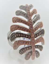 Rhodium plated 925 sterling silver ring plated with black & white Rhodium & rose gold plating set with crystals 30.4MM LONG