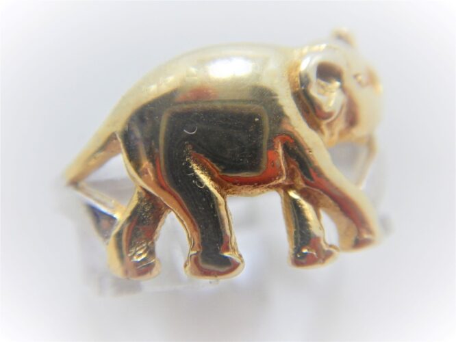 Rhodium plated 925 sterling silver gold plated elephant ring 11.6MM WIDE