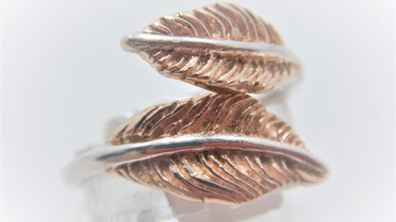 Rhodium & rose gold plated 925 sterling silver ring  16.1MM WIDE