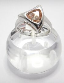 Rhodium plated 925 sterling silver ring set with champagne CZ 14.5 X 13.6MM