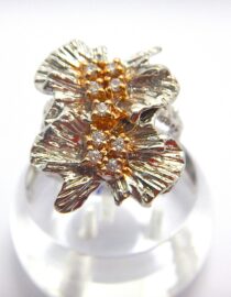 Rhodium plated 925 sterling silver with gold plating set with CZ 23.9 X 20.4MM