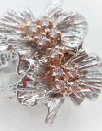 Rhodium plated 925 sterling silver with gold plating set with CZ 23.9 X 20.4MM