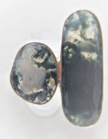 925 Sterling silver ring set with 2 natural green moss agate 29 X 24.85MM