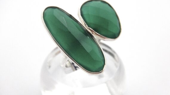 925 Sterling silver ring set with natural green quartz  29 X 24.85MM