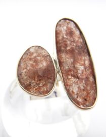 925 sterling silver ring set with 2 natural copper rutile quartz  29 X 24.85MM
