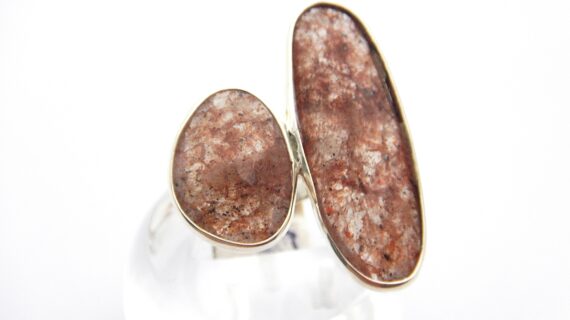 925 sterling silver ring set with 2 natural copper rutile quartz  29 X 24.85MM