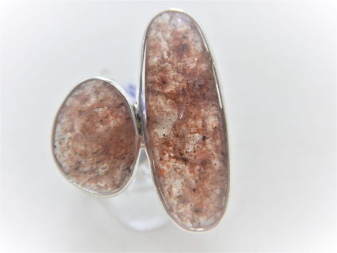 925 sterling silver ring set with 2 natural copper rutile quartz  29 X 24.85MM