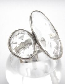 925 Sterling silver ring set with natural clear quartz 29 X 24.85MM