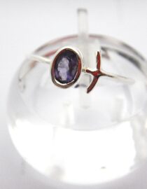 Rhodium plated 925 sterling silver set with natural Amethyst  7.3 X 5.45MM