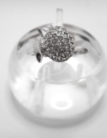 Rhodium plated 925 sterling silver ring set with CZ 9.9 X 9.8 MM