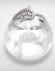 Rhodium plated 925 sterling silver ring set with CZ 7.6 X 11.15 MM