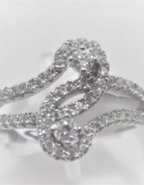 Rhodium plated 925 sterling silver ring set with CZ 14 X 9.0