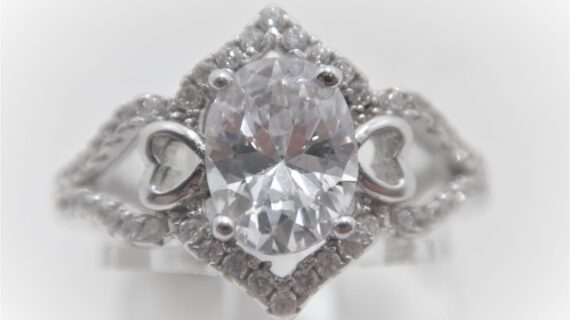 Rhodium plated 925 sterling silver ring set with CZ 13.3 X 6.0