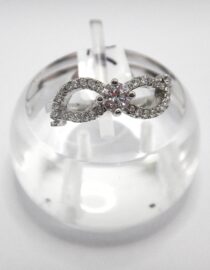 Rhodium plated 925 sterling silver ring set with CZ  6.5 X 18.8 MM