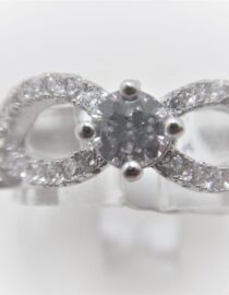 Rhodium plated 925 sterling silver ring set with CZ  6.5 X 18.8 MM