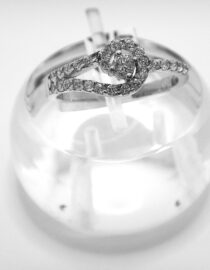 Rhodium plated 925 sterling silver ring set with CZ 7.45 X 12.5 MM