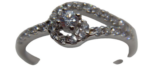 Rhodium plated 925 sterling silver ring set with CZ 8.0 X 16.0 MM