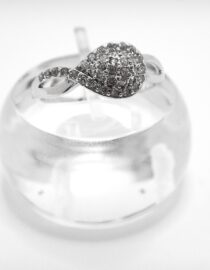 Rhodium plated 925 sterling silver ring set with CZ 8.25 X 14MM