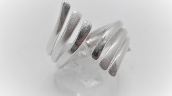 Rhodium plated 925 sterling silver ring with mat & polished finish 22MM WIDE