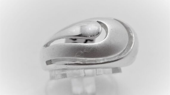 Rhodium plated 925 sterling silver ring with mat & polished finish  12 MM WIDE