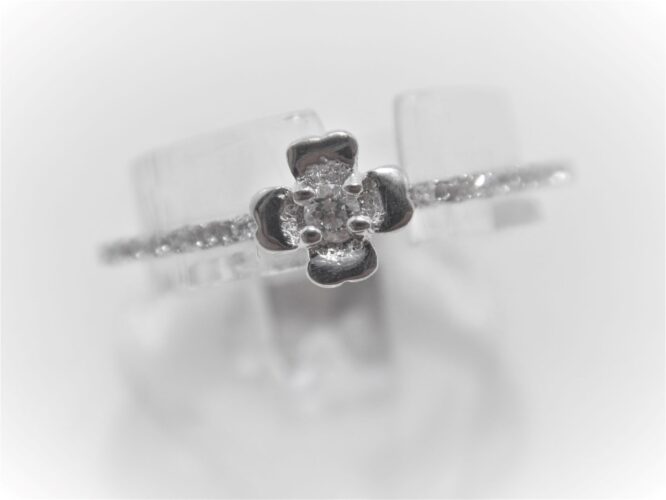 Rhodium plated 925 sterling silver ring set with CZ  16.8 X 17.7 MM