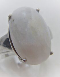 Rhodium plated 925 sterling silver ring set with natural moonstone 20.1 X 13.5MM
