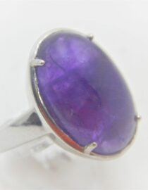 Rhodium plated 925 sterling silver ring  set with natural Amethyst 20.10 X 13.5MM