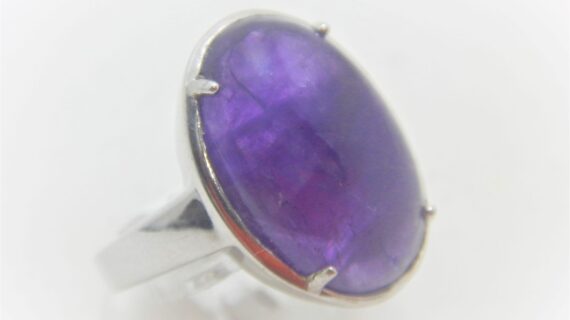 Rhodium plated 925 sterling silver ring  set with natural Amethyst 20.10 X 13.5MM