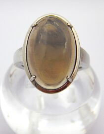 Rhodium plated 925 sterling silver ring set with natural Smoky quartz 21.6 X 15.6MM