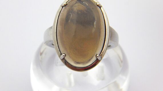 Rhodium plated 925 sterling silver ring set with natural Smoky quartz 21.6 X 15.6MM