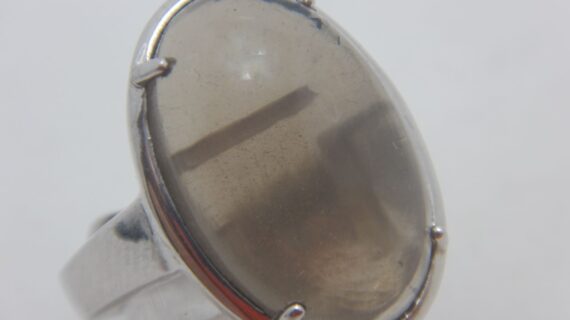 Rhodium plated 925 sterling silver ring set with natural Smoky quartz 21.6 X 15.6MM