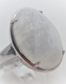 Rhodium plated 925 sterling silver set with natural Rainbow moonstone 20.1 X 13.5MM