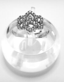 Rhodium plated 925 sterling silver ring set with CZ 10.5 X 12.3 MM