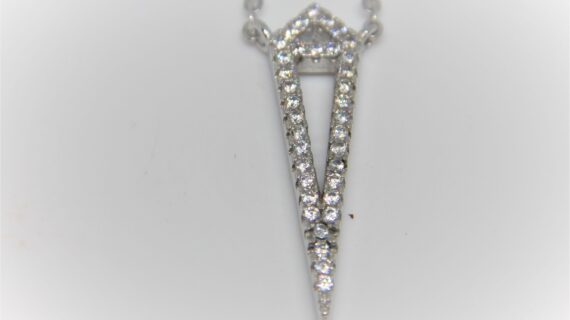 Rhodium plated 925 sterling silver necklace set with CZ approx 50CM long & 5 CM extension