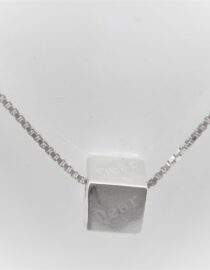 925 Sterling silver necklace set wit cube charm  Approx length  44cm with 4 cm extension