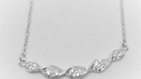 Rhodium plated 925 sterling silver necklace set with CZ 32 X 5 MM X 50 CM