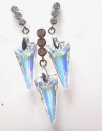 Rhodium plated 925 sterling silver pendant & earrings set with cubic zirconia & colour changing crystals Approx size pendant  35mm long Approx size earrings  35mm long