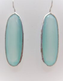 925 Sterling silver earrings with natural aqua chalcedony Approx size  38mm long