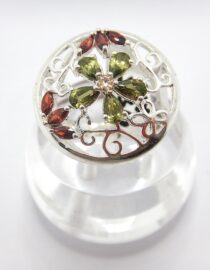 Rhodium plated 925 sterling silver ring set with multi colour CZ DIAM 22.75