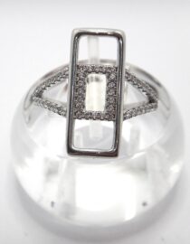 Rhodium plated 925 sterling silver ring set with CZ  20.5 X 8.8